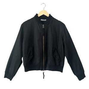 Vince Black Linen Blend Bomber zip front Jacket size small